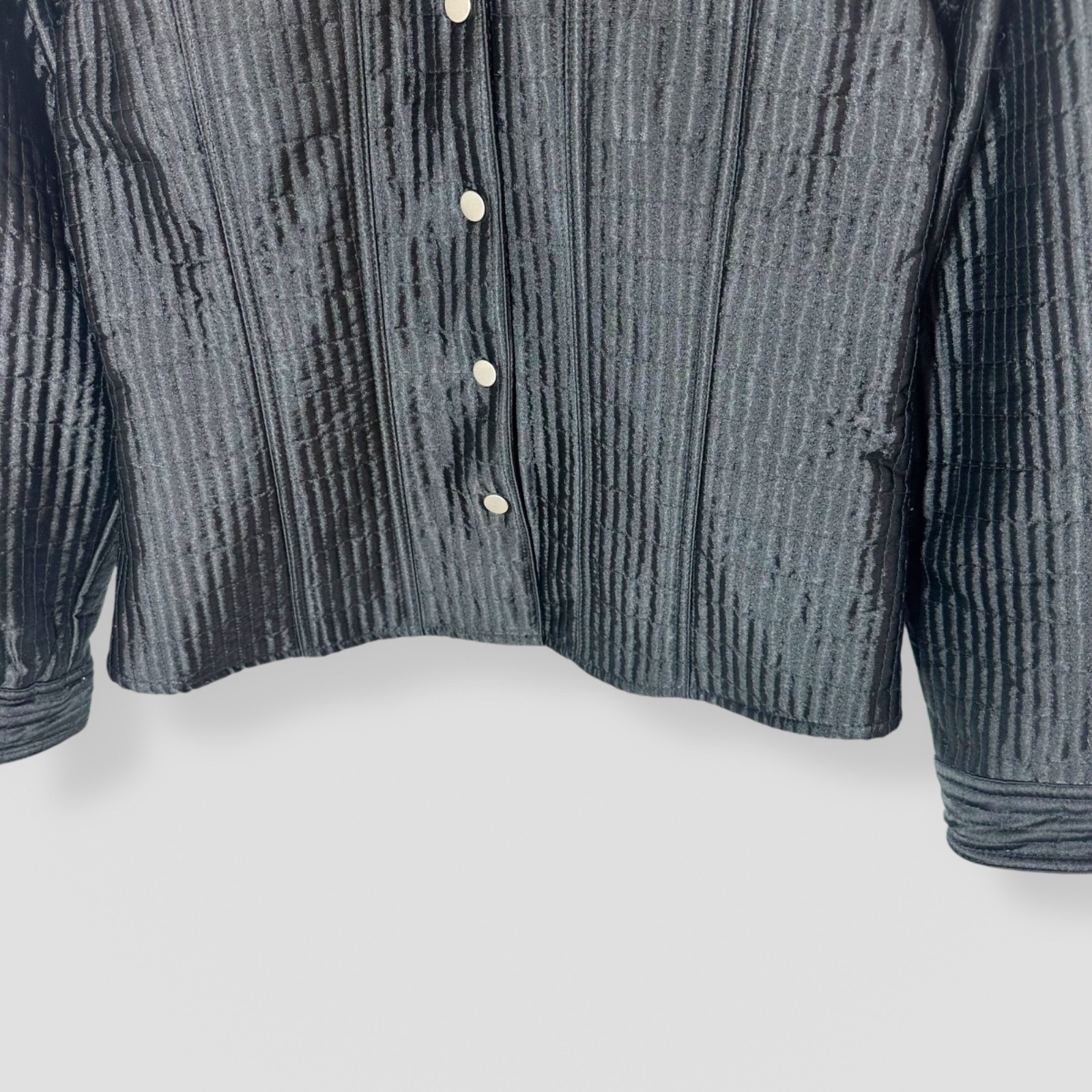Susan Bristol Size Large Black Snap Button Quilted Lightweight Jacket Casual