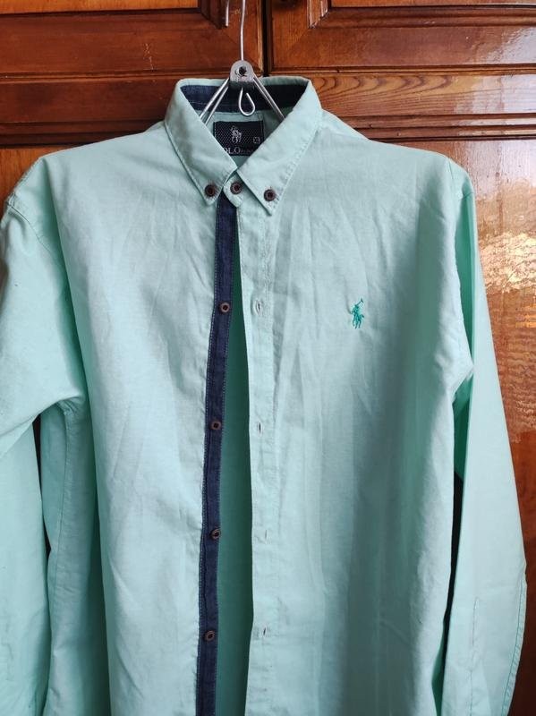Men Polo by SH shirt turquoise cotton 42/XL/50