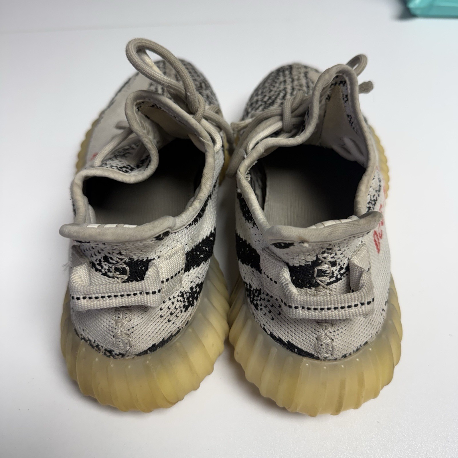 Adidas Yeezy Boost 350 V2 Zebra Primeknit White Black Sneakers Mens 7.5 USED