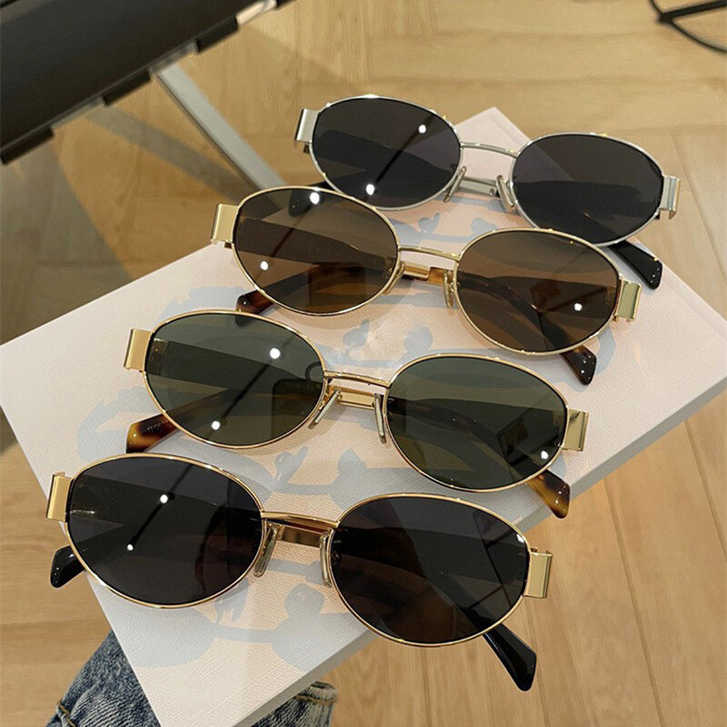 Oval Sunglasses Retro 90S Sunglasses Trendy Classic Shades Metal Frame Gold USA