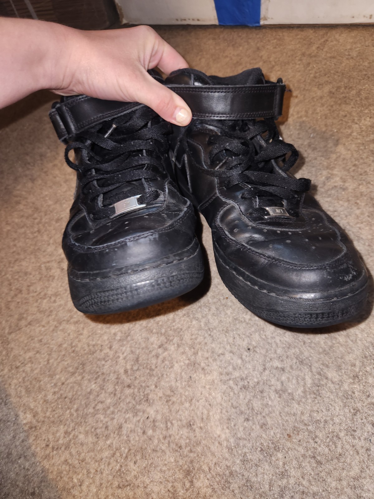 Nike Air Force 1 Mid Sneakers | Ankle Strap Laces | Black | 2019 | M9