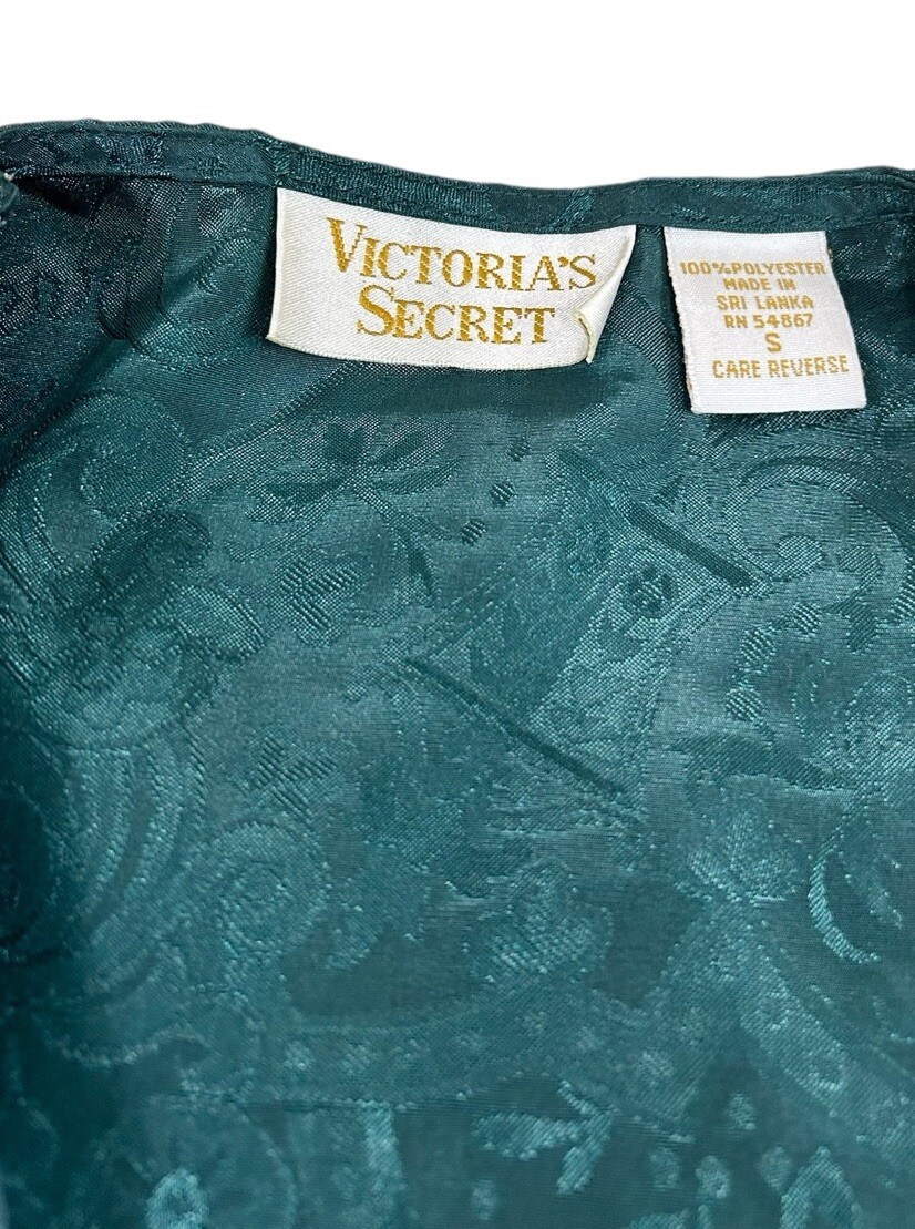 Vintage Victoria’s Secret Gold Label Green Silky Nightgown Sz Small Sleepshirt