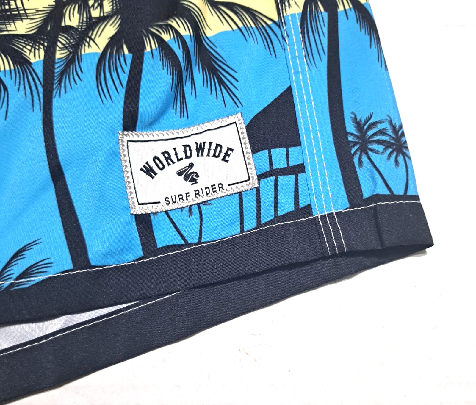 Worldwide Surf Rider Men’s Beach Short Size L Mesh Hawaiian Classic Palm Print