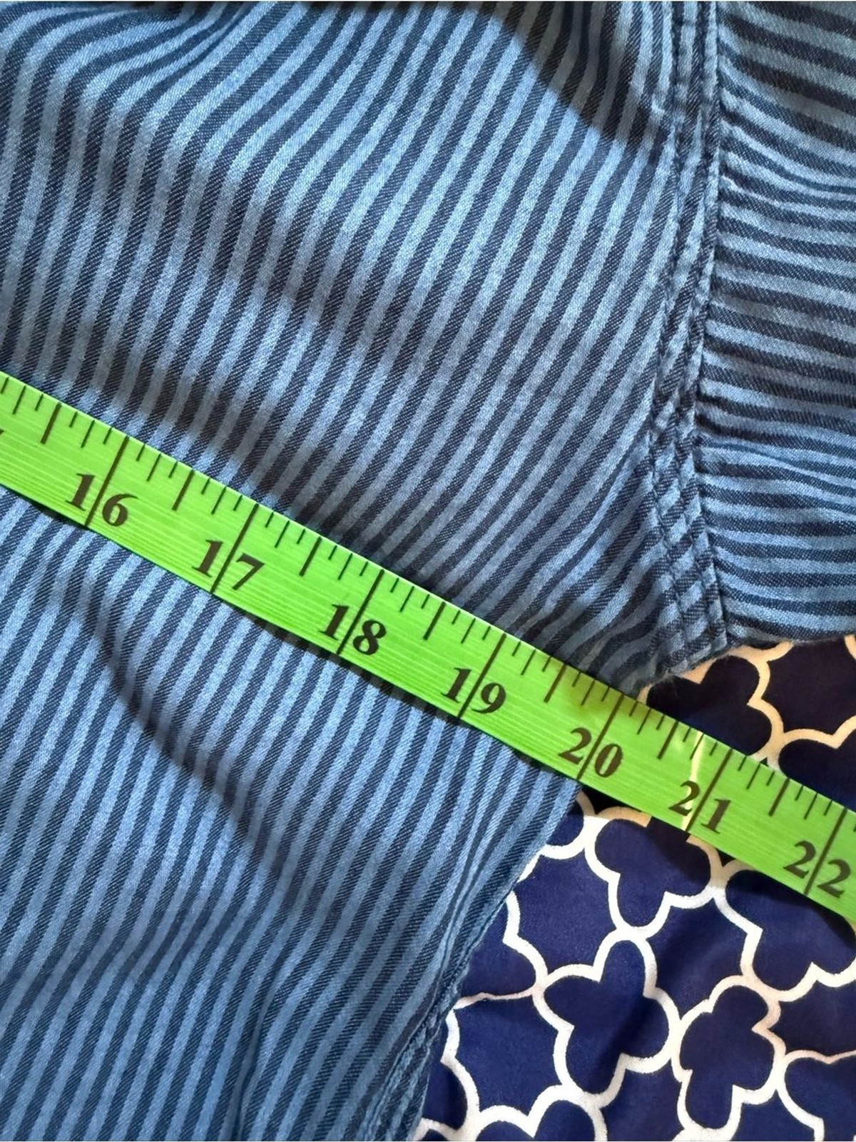 Sundance Navy and Light Blue 100% Cotton Striped Top