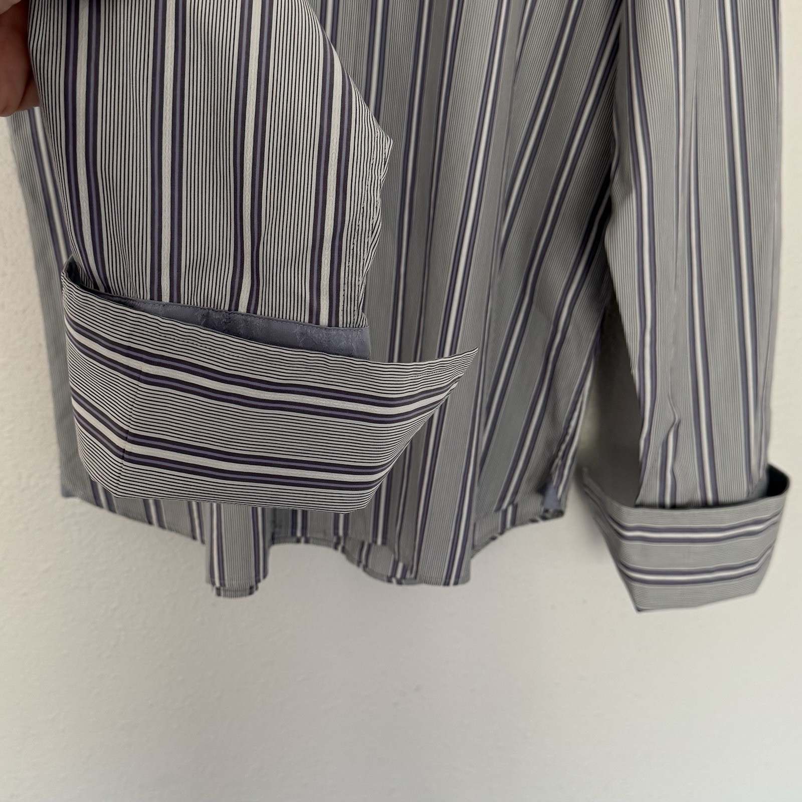 Ted Baker London Cotton Striped Button Down French Cuffs Shirt SZ 17.5 -32/33