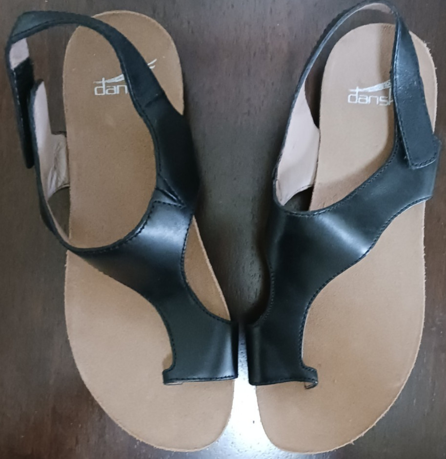 DANSKO Women’s REECE Leather Sandals Black Waxy Burnished [EU 38] US 7.5/8-NWD