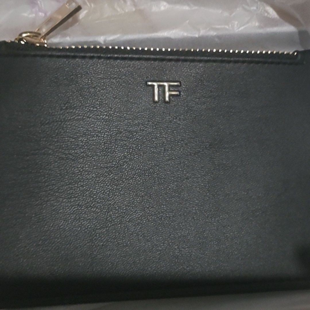 Tom Ford Black Vegan Leather Zipper Wallet Pouch Card Holder BNIB Authentic