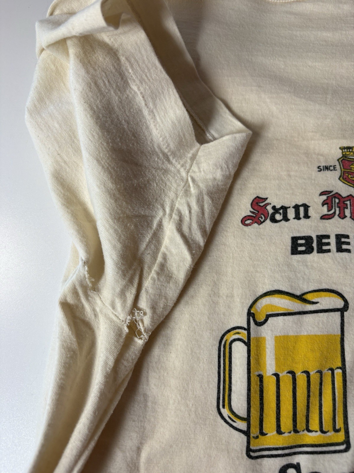 Vintage San Miguel Beer Philippines Pale Pilsen Distressed T Shirt Tag XL 18X25