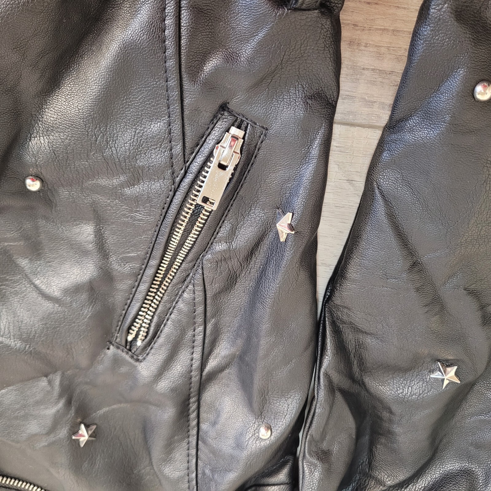 CI SONO By CAVALINI Jacket Womens Large 100% Vegan Leather Lined Bomber Moto