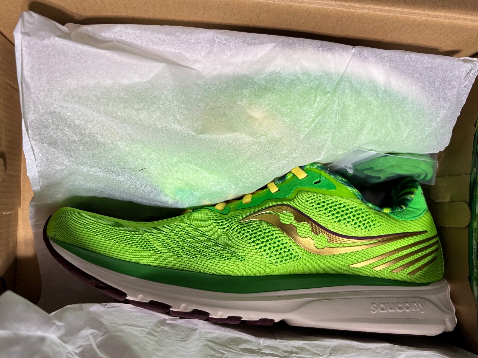 Saucony Men’s Ride 14 Green Bean Casserole Gold Logo S20650-17 Size 12 M NEW BOX