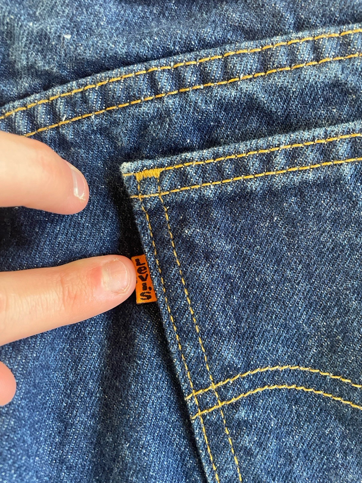 Vintage 80s Levis 505 Orange Tab Jeans Indigo Dark Denim 40×30 Made in USA