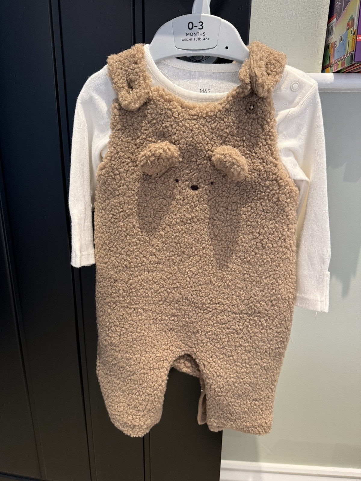 M&S Teddy Bear Unisex Baby Girl Boy Romper Dungarees 100% Cotton 0-3 months