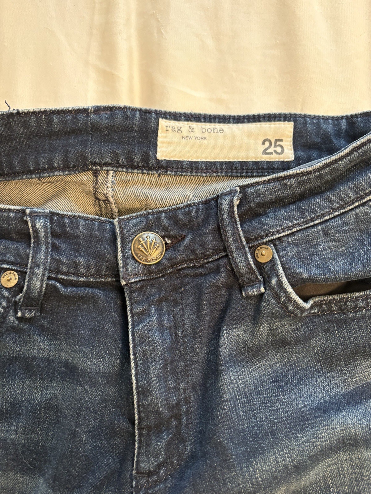 rag & bone Size 25 Straight Leg Mid Rise Dark Wash Denim Women’s Jeans