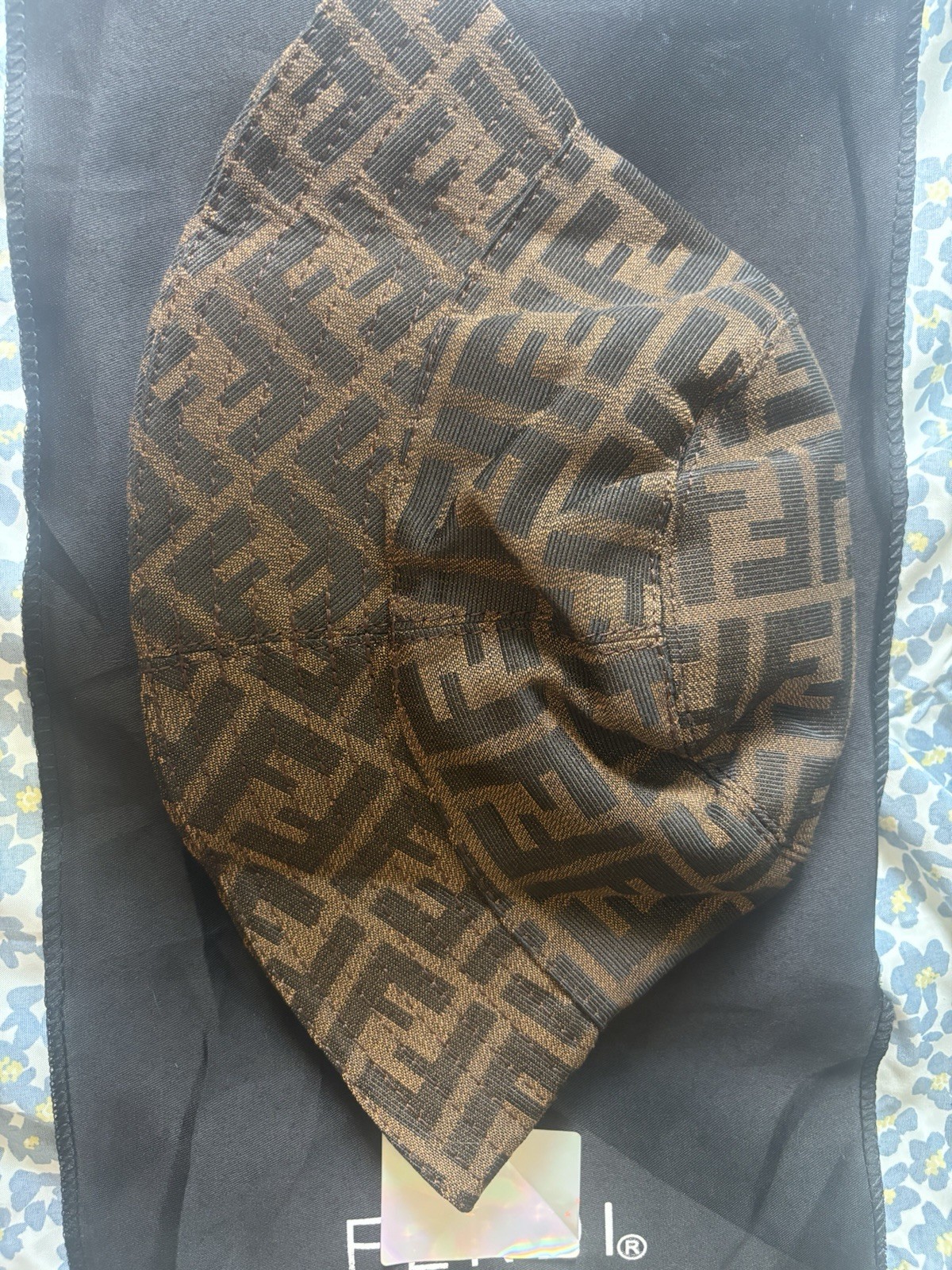FENDI FF Monogram Bucket Hat Brown/Black Unisex Adults Size 58 cm