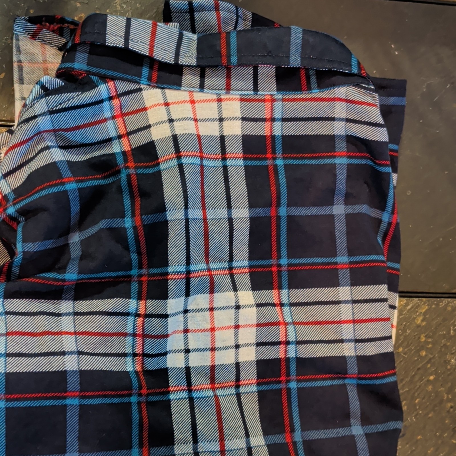 Passport Plaid Flannel Button-Up Long Sleeve Shirt w/ Pockets Blue