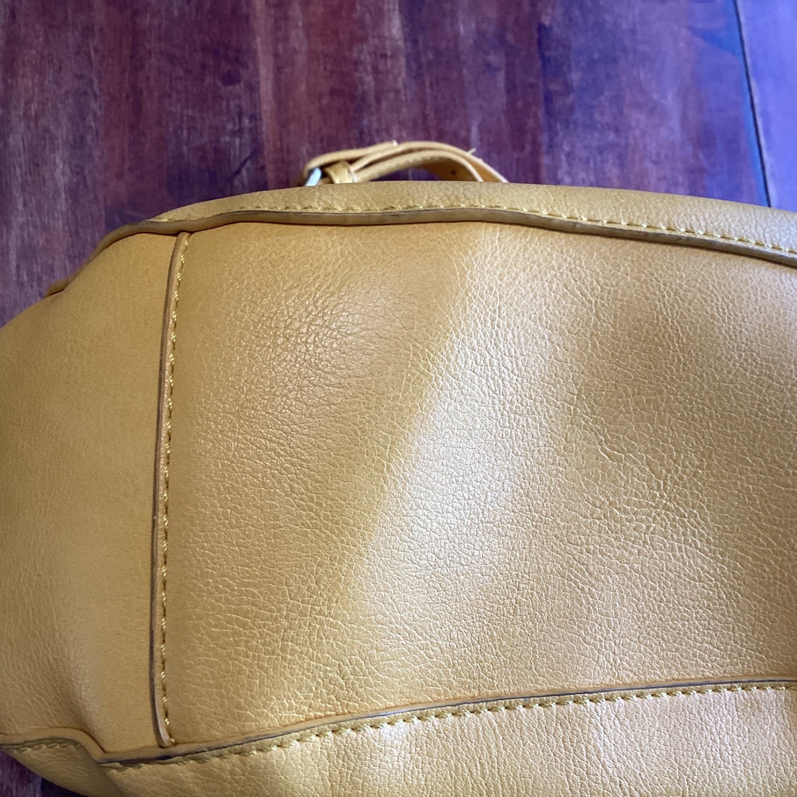 Joy Susan Yellow 100% Vegan Leather Circular Handle Crossbody Handbag Satchel