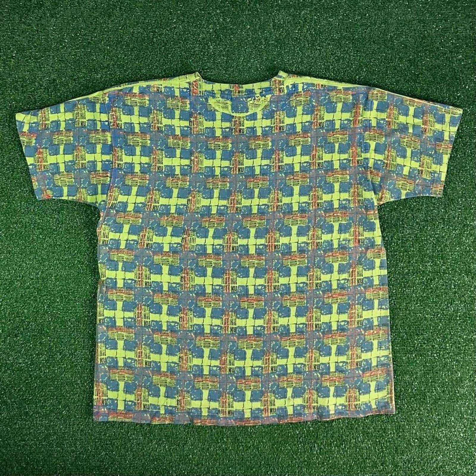 Rare Vintage 90s Ocean Pacific Surfwear Abstract All Over Print Graphic Tshirt