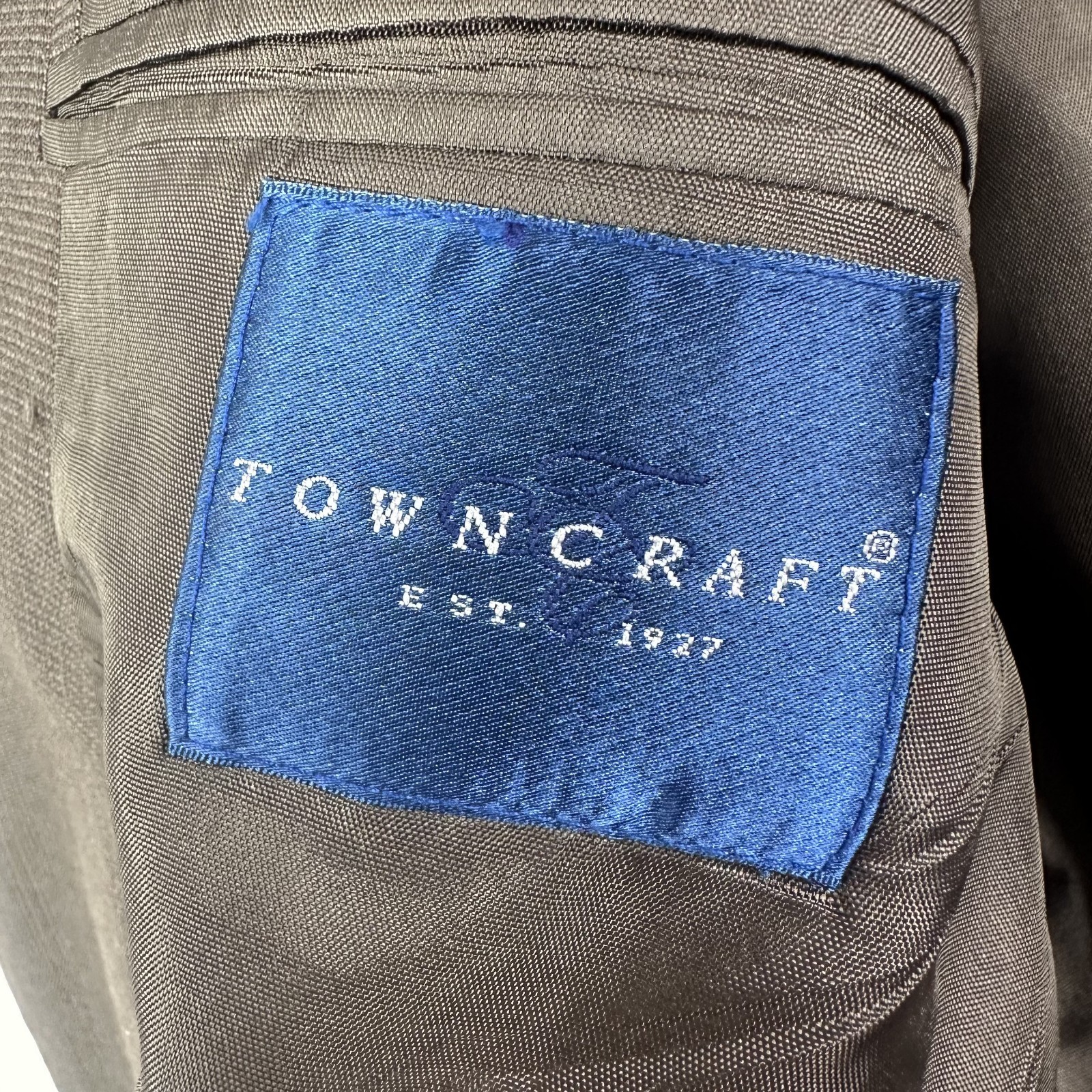 Towncraft Suit Mens 46L Brown 2 Button Polyester Wool Pants Mens 38×31 Canvased
