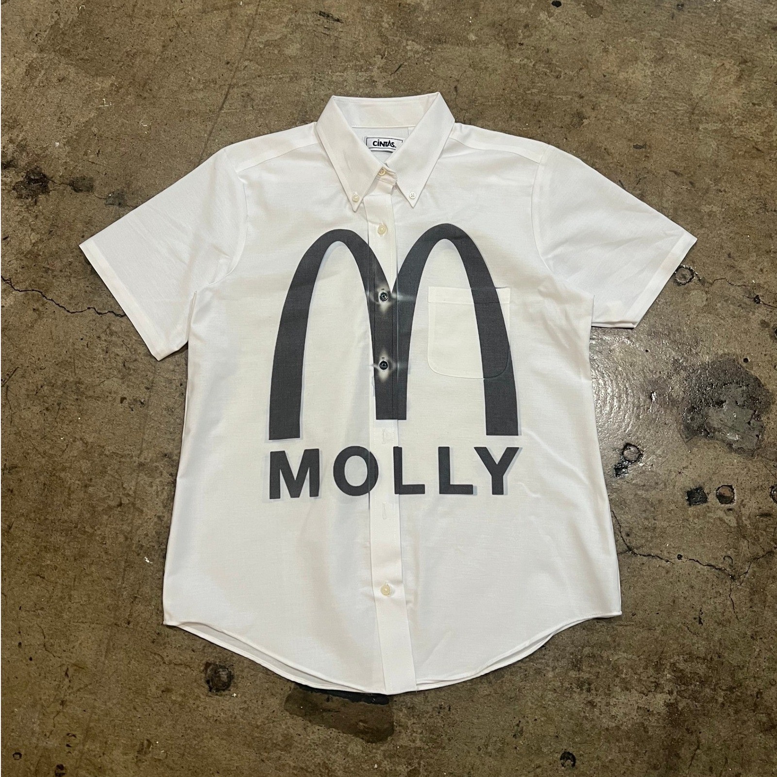 White Short Sleeve Button Down Molly