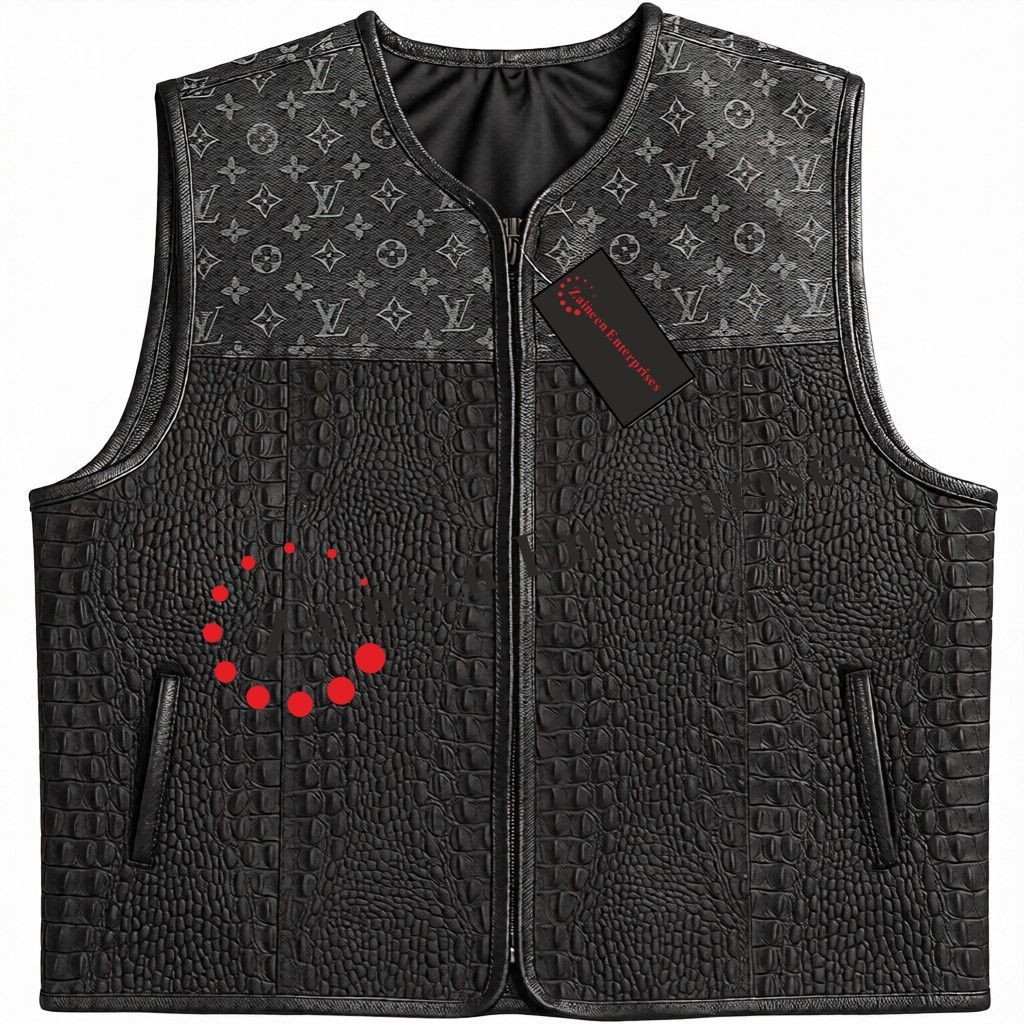 Men’s Black Leather Vest Luxury Designer Style Biker Waistcoat Handmade Vest
