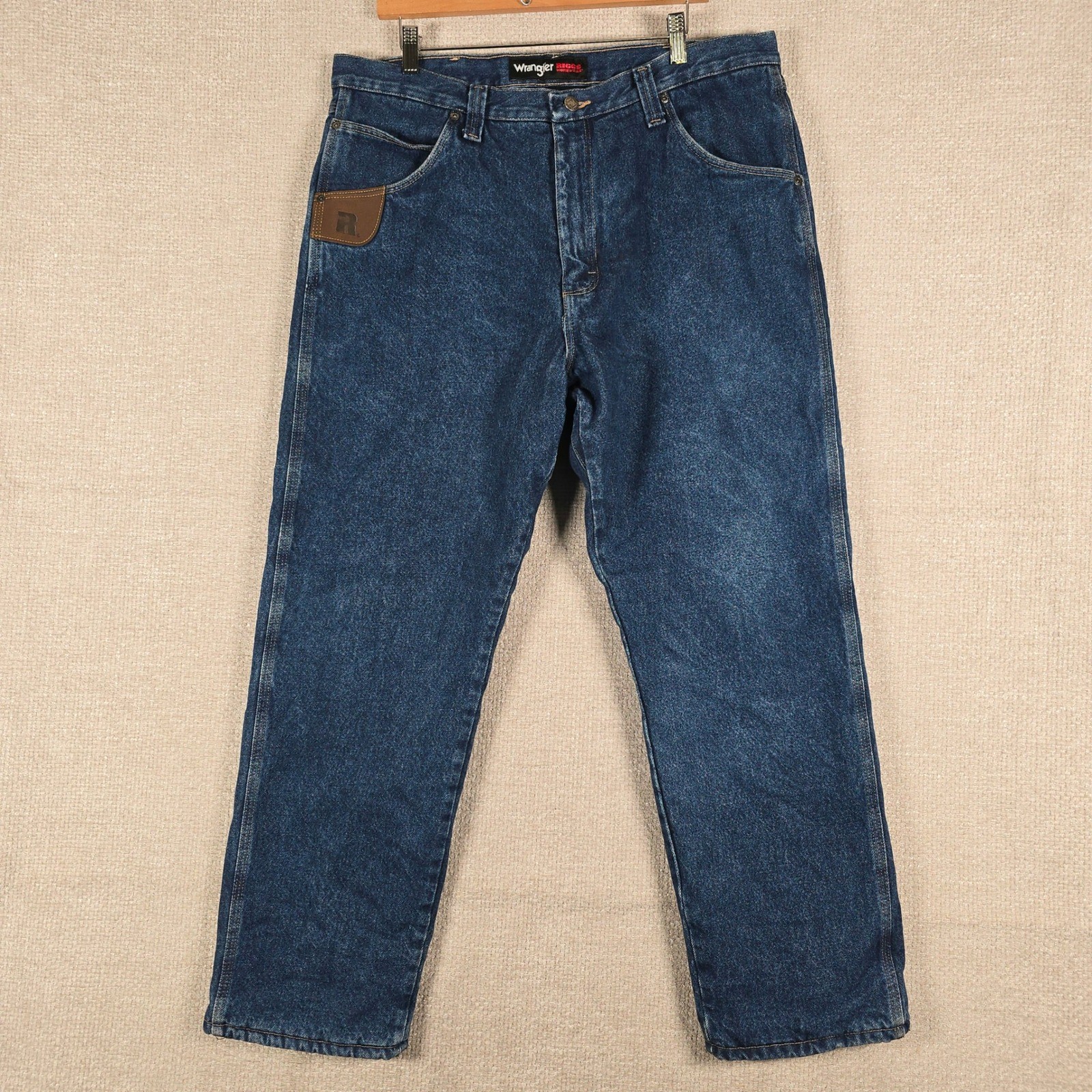 Wrangler RIGGS Workwear Fleece Lined Jeans Mens 38×30 Dark Wash Blue 3W055TH