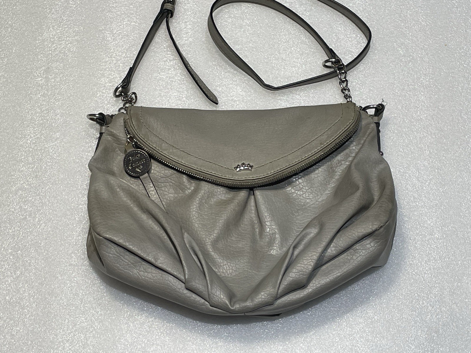 JUICY COUTURE GRETA FLAP CROSSBODY GRAY LEATHER