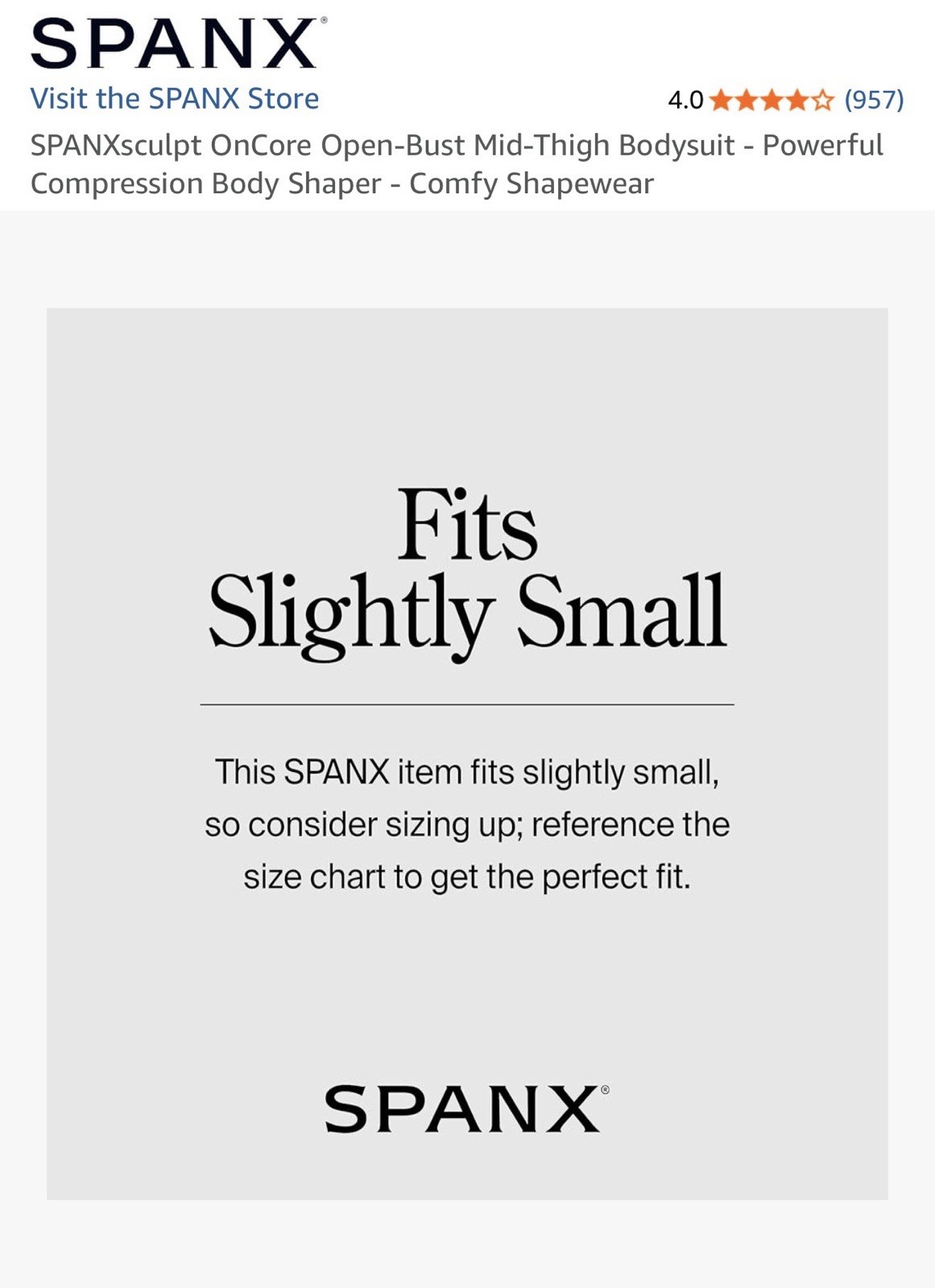SPANX Sculpt OnCore Open Bust Mid Thigh Bodysuit Nude Slimming Shapewear Size L