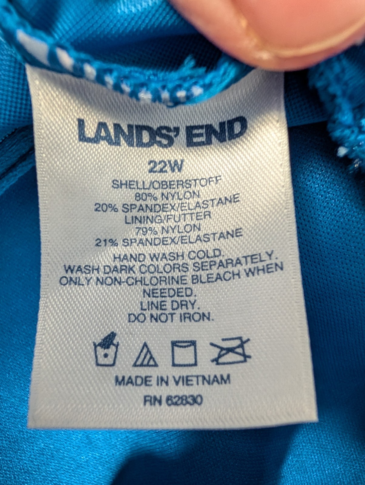 Lands End Tankini Top Swimsuit Top Swimwear Adjustable Straps Built in Bra 22W