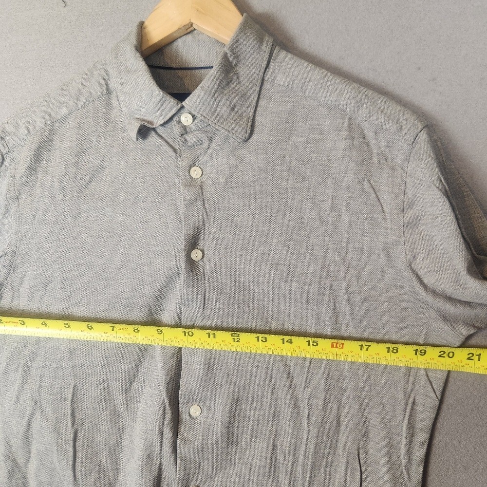 Eton Contemporary Fit Jersey Shirt Men’s Large Gray Long Sleeve Button Down