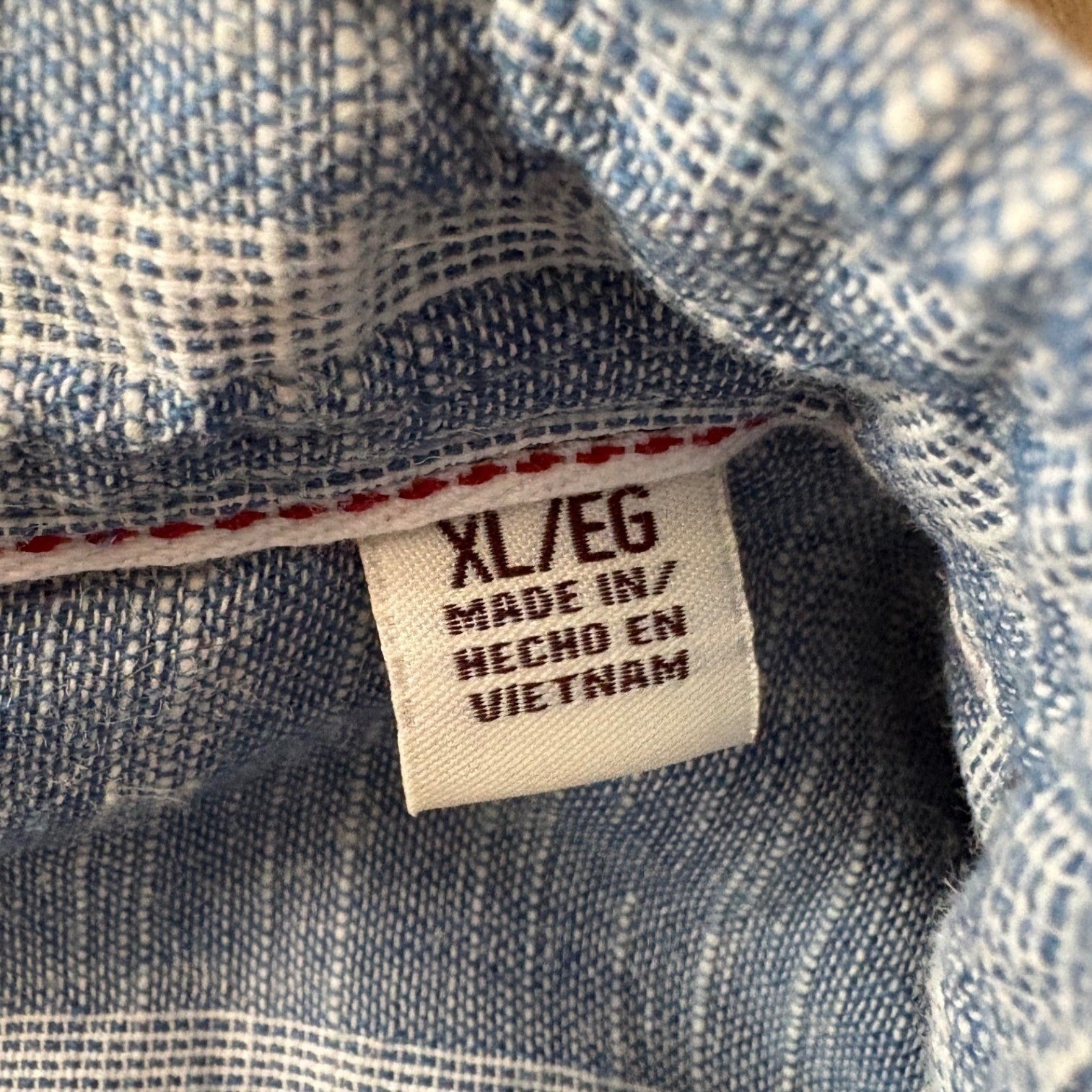 Weatherproof Vintage Mens Blue White Striped Linen Cotton Blend Shirt Size XL