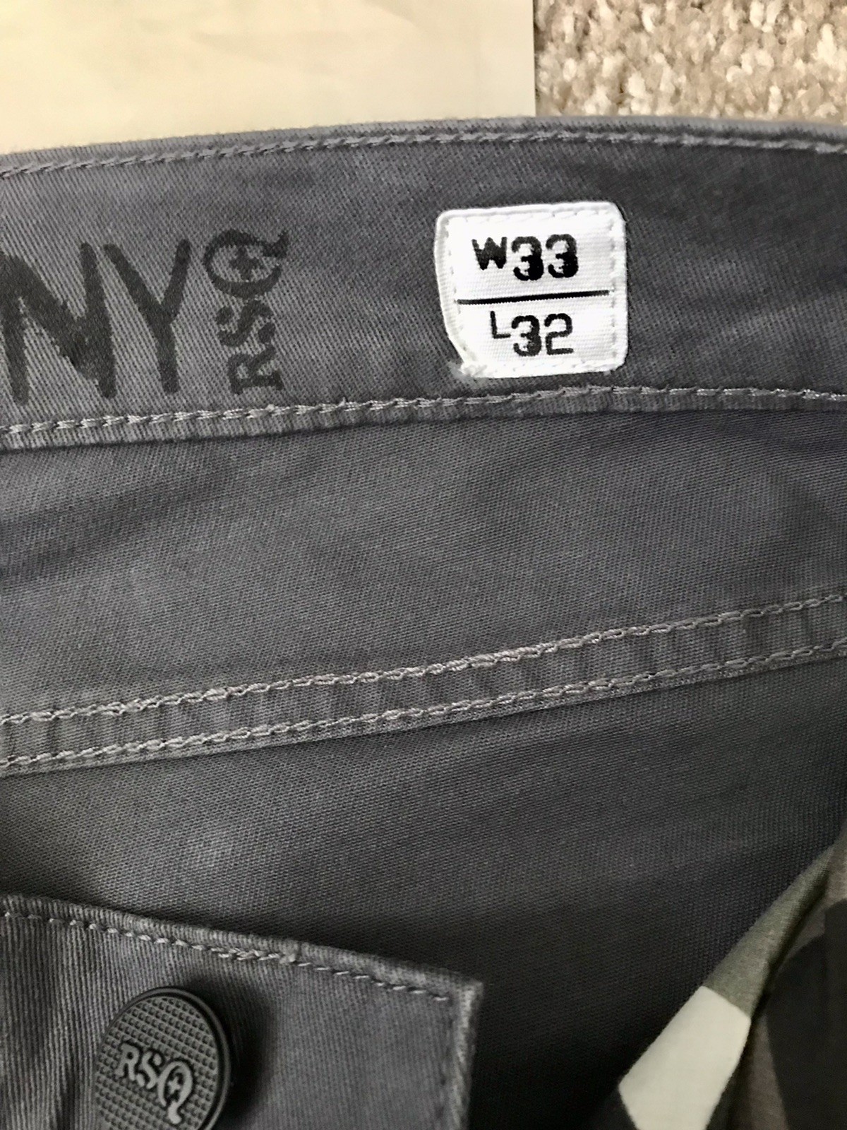 RSQ Gray London Soft Skinny Stretch Jeans Men W33xL32