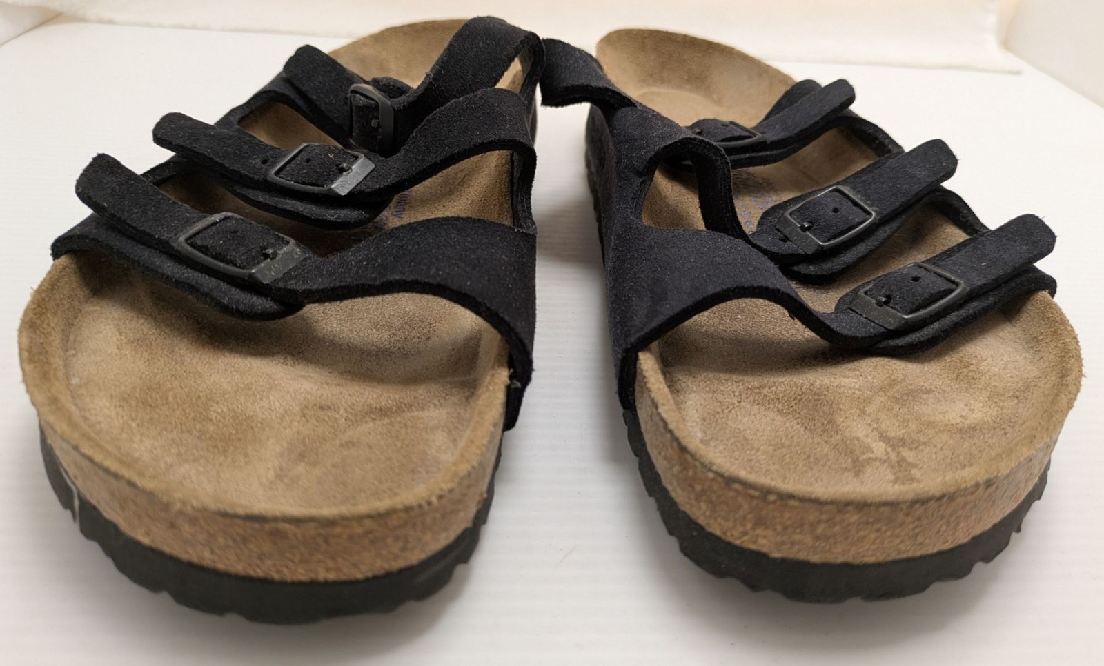 40 L9 M7 Birkenstock Florida Black Suede Soft Footbed Sandals Size 9 German Made