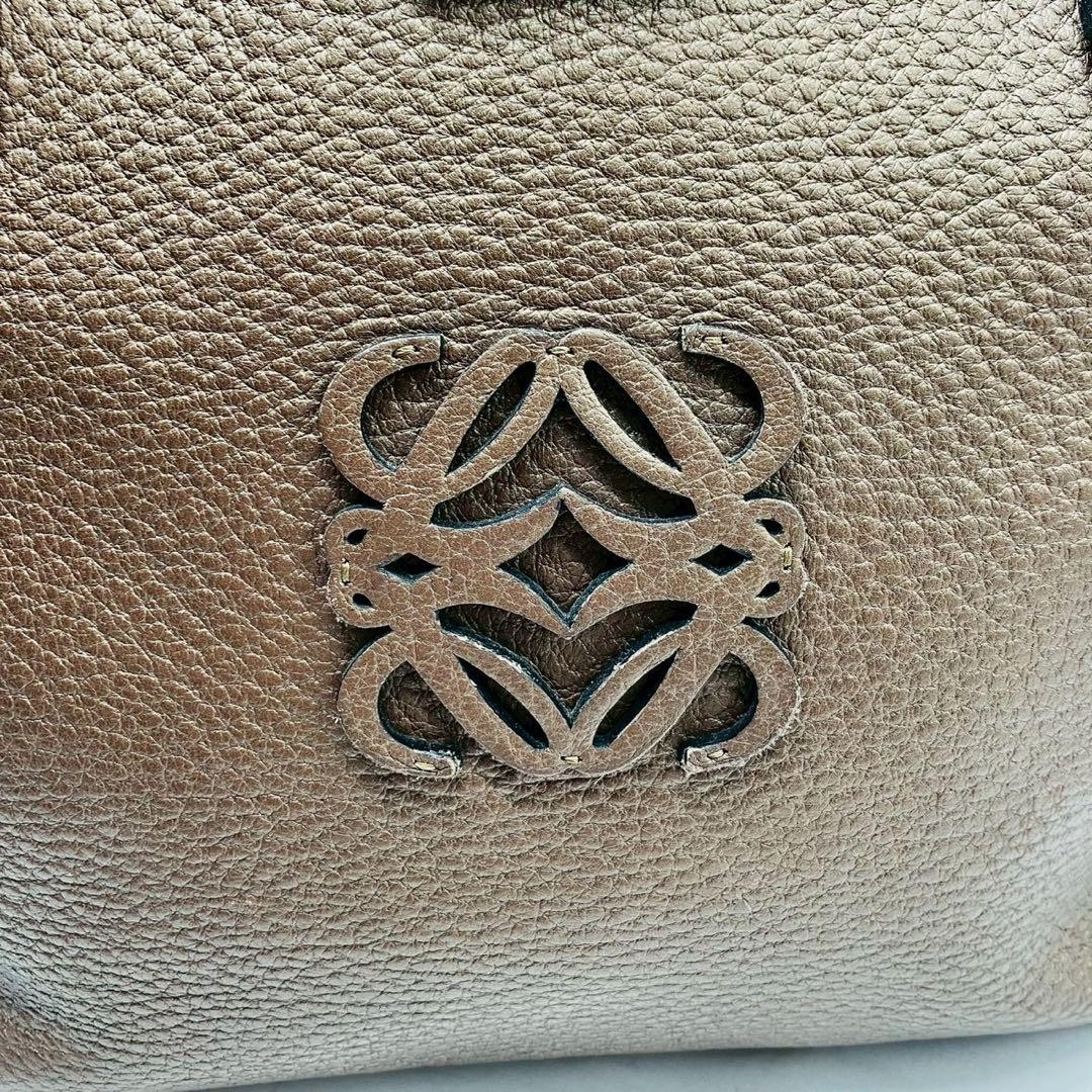 LOEWE Anagram Husta Handbag Bronze Dark Brown Leather