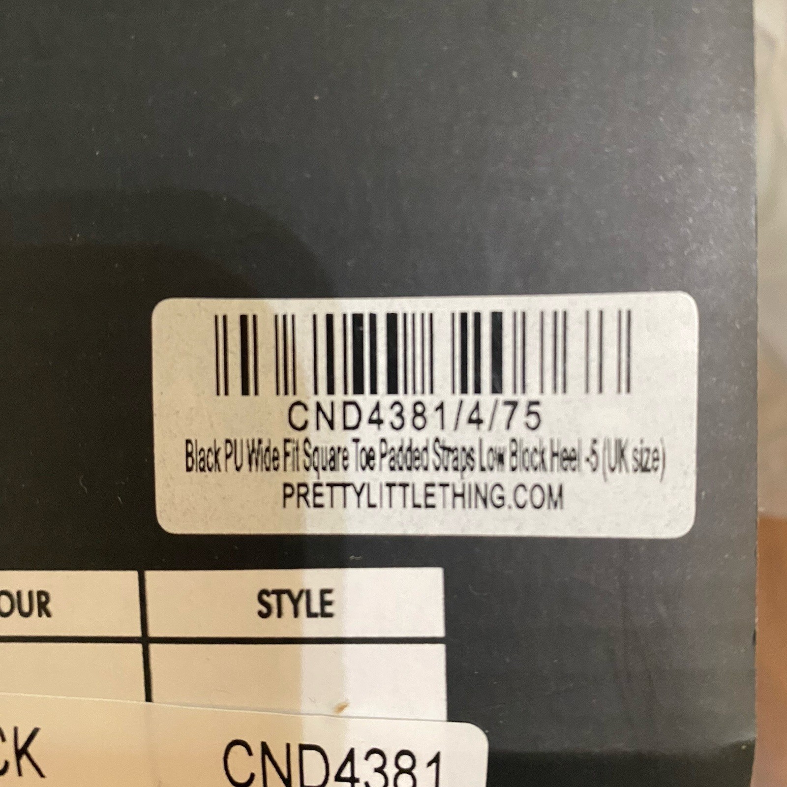 PrettyLittleThing NWT Black PU Wide Fit Square Toe Block Heeled Sandals Size 7