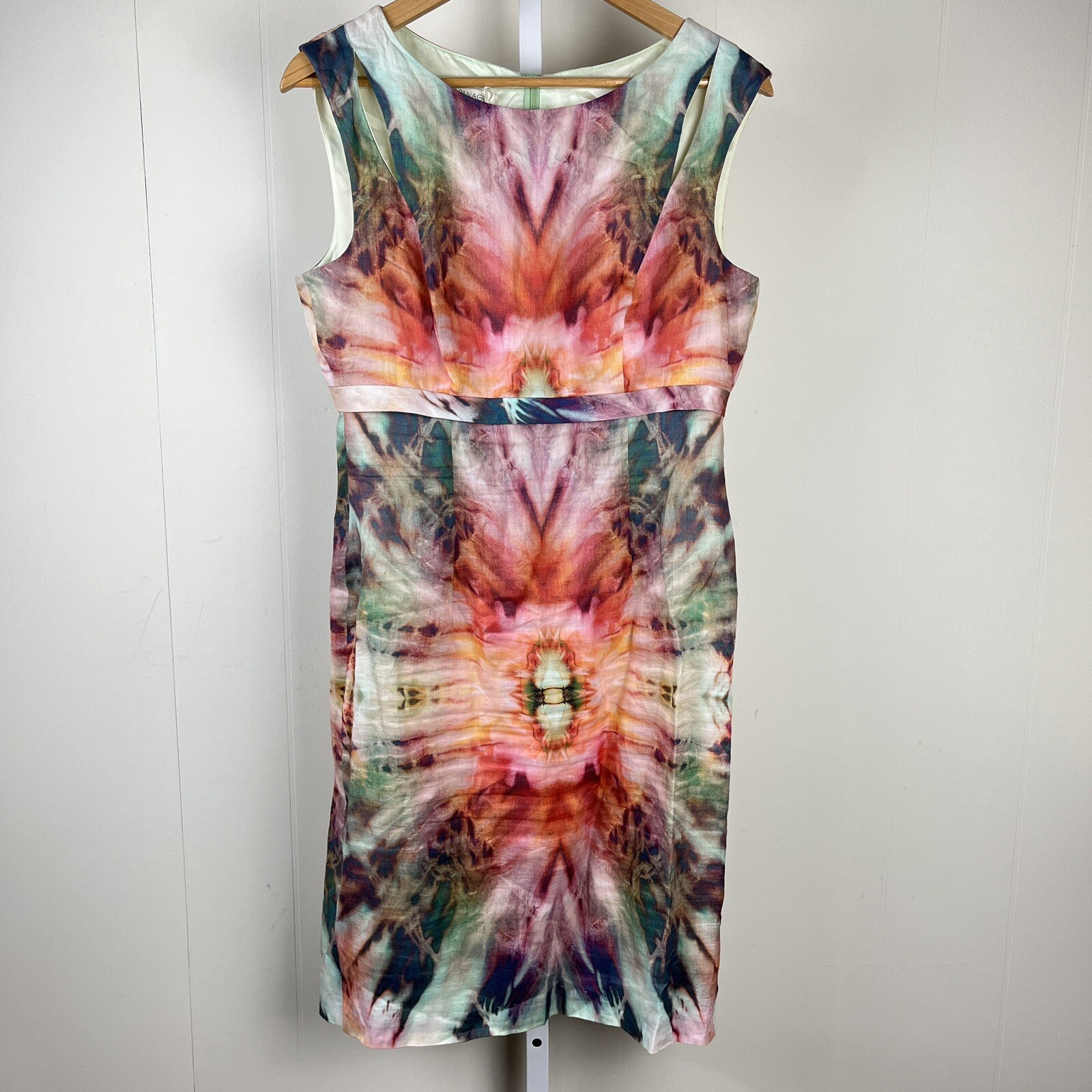 Apanage Femme Sheath Dress Tie Dye Sleeveless Cutout Ramie Womens US Size 8