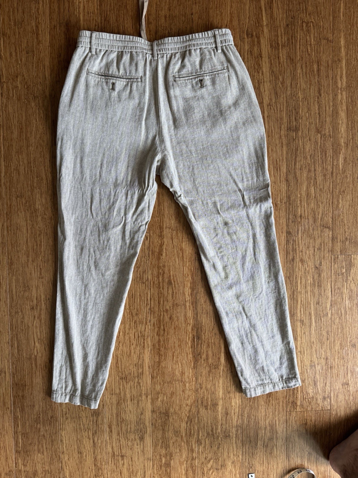 Banana Republic Men’s Brown Linen Cotton Twill Athletic Tapered Pants 33X30