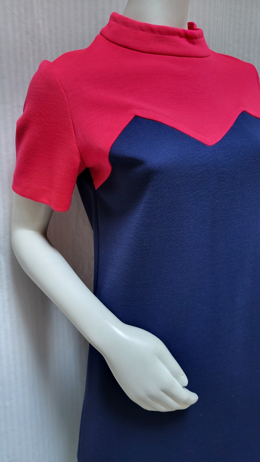 Vintage 1960’s Blue Pink Green Mod Double Knit Dress – Size M