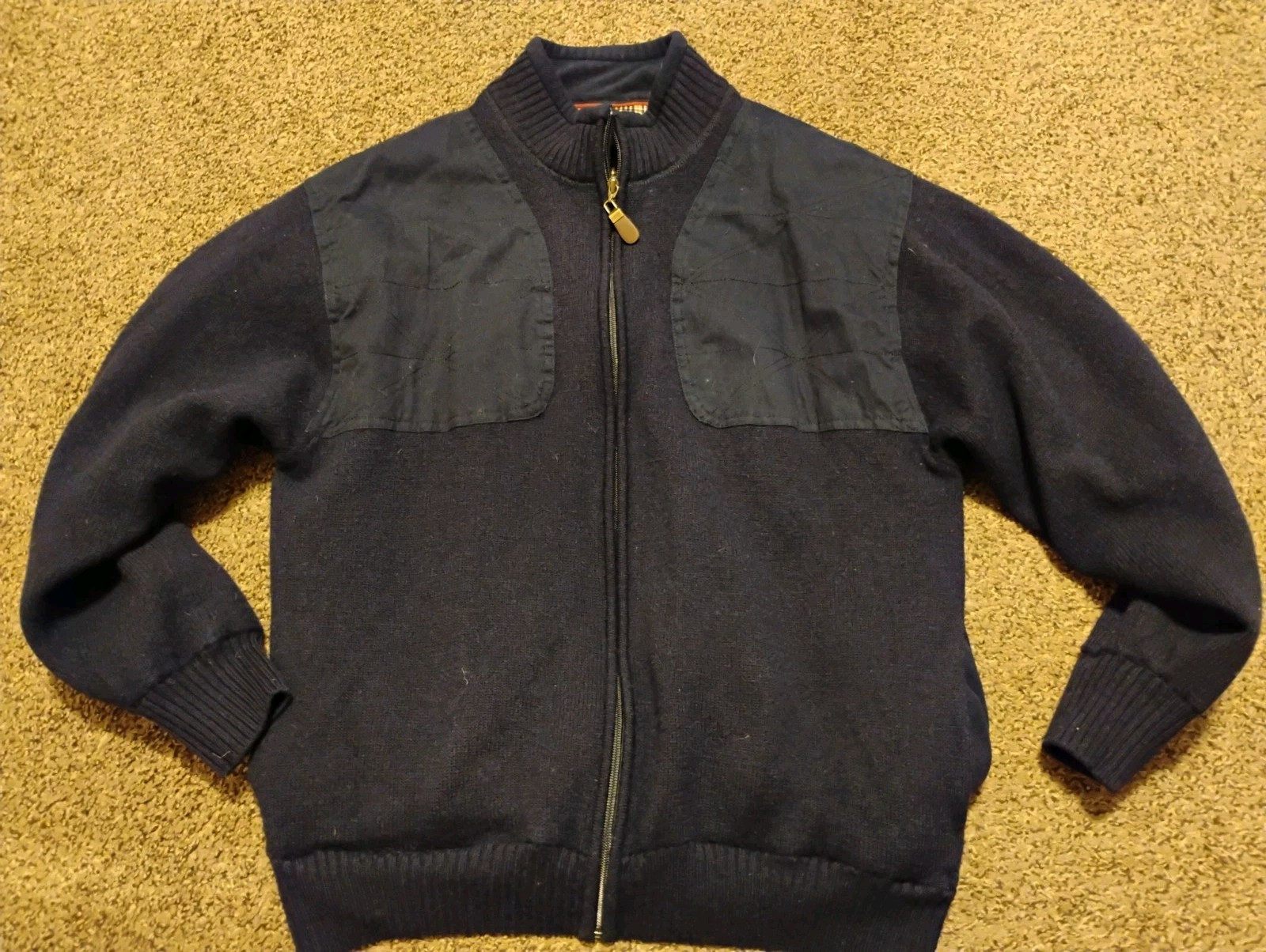 Orvis Bomber Jacket Mens Large Blue 100% Wool Outdoor Plaid Lined