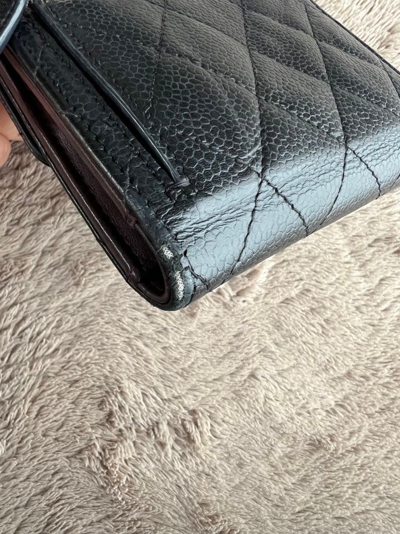 Matelass Caviar Skin Tri Fold Wallet