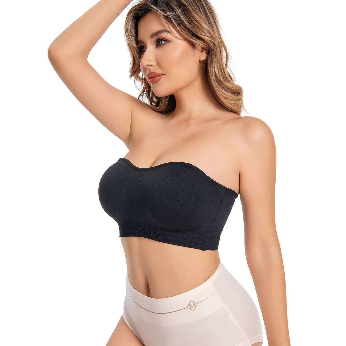 Women Padded Tube Top Bra Seamless Bandeau Strapless Bralette Stretch Intimates