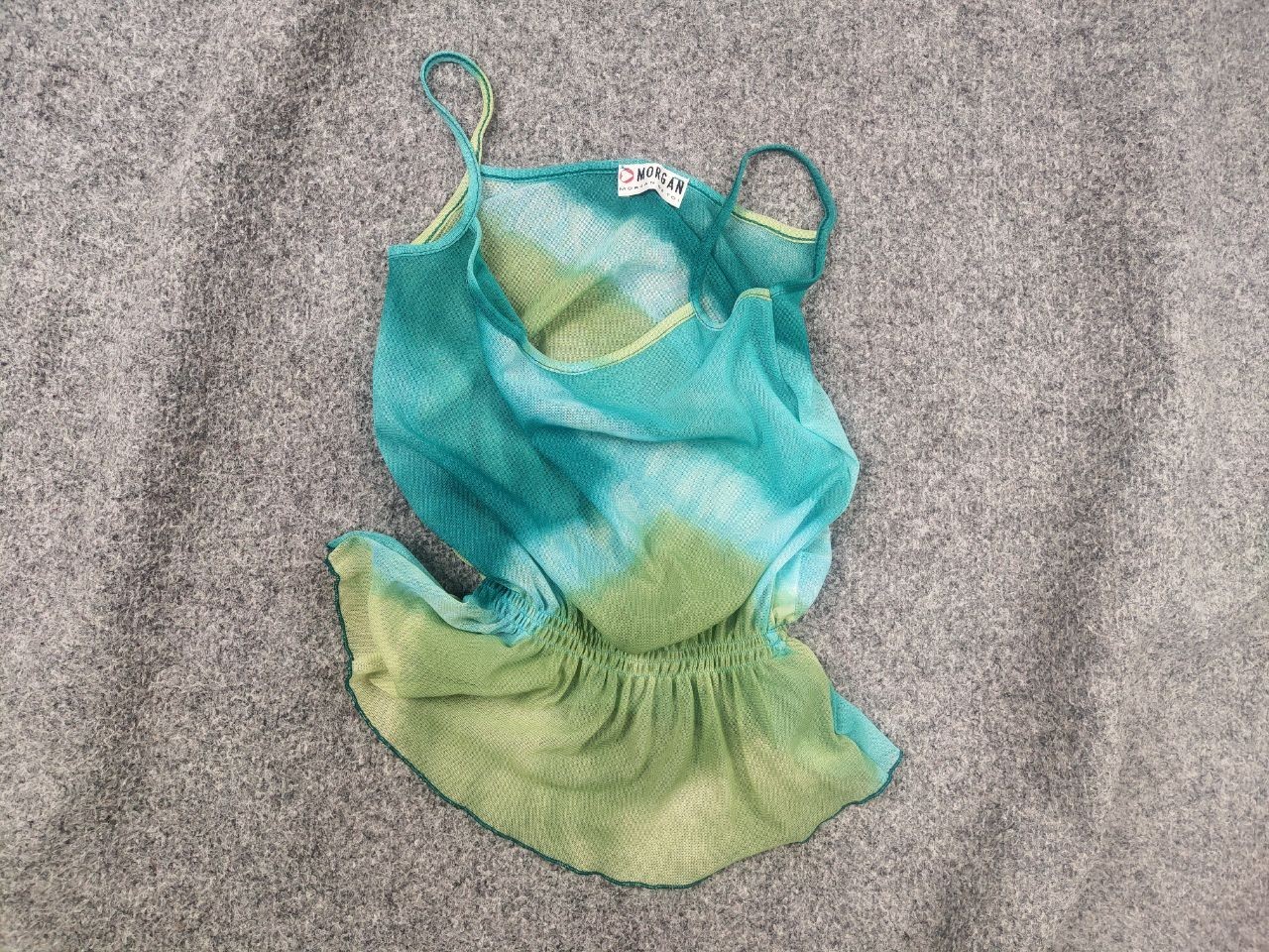 Vintage Morgan de toi Y2K Style France Semi-sheer tie-dye mesh strappy top Sexy