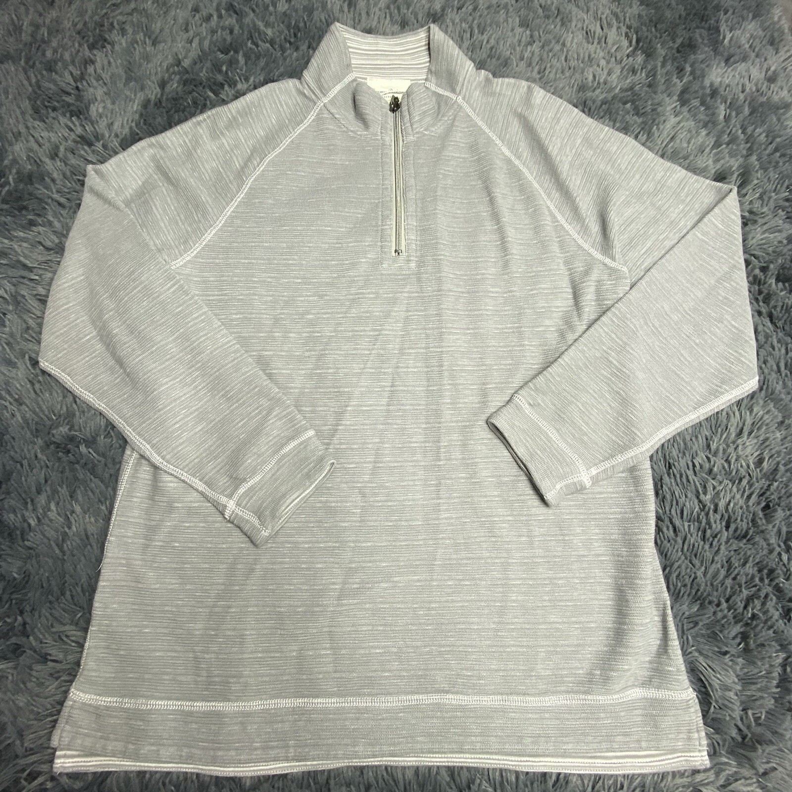 Tommy Bahama Mens Flip Breaker Reversible 1/2 Zip Long Sleeve Pullover Gray XL