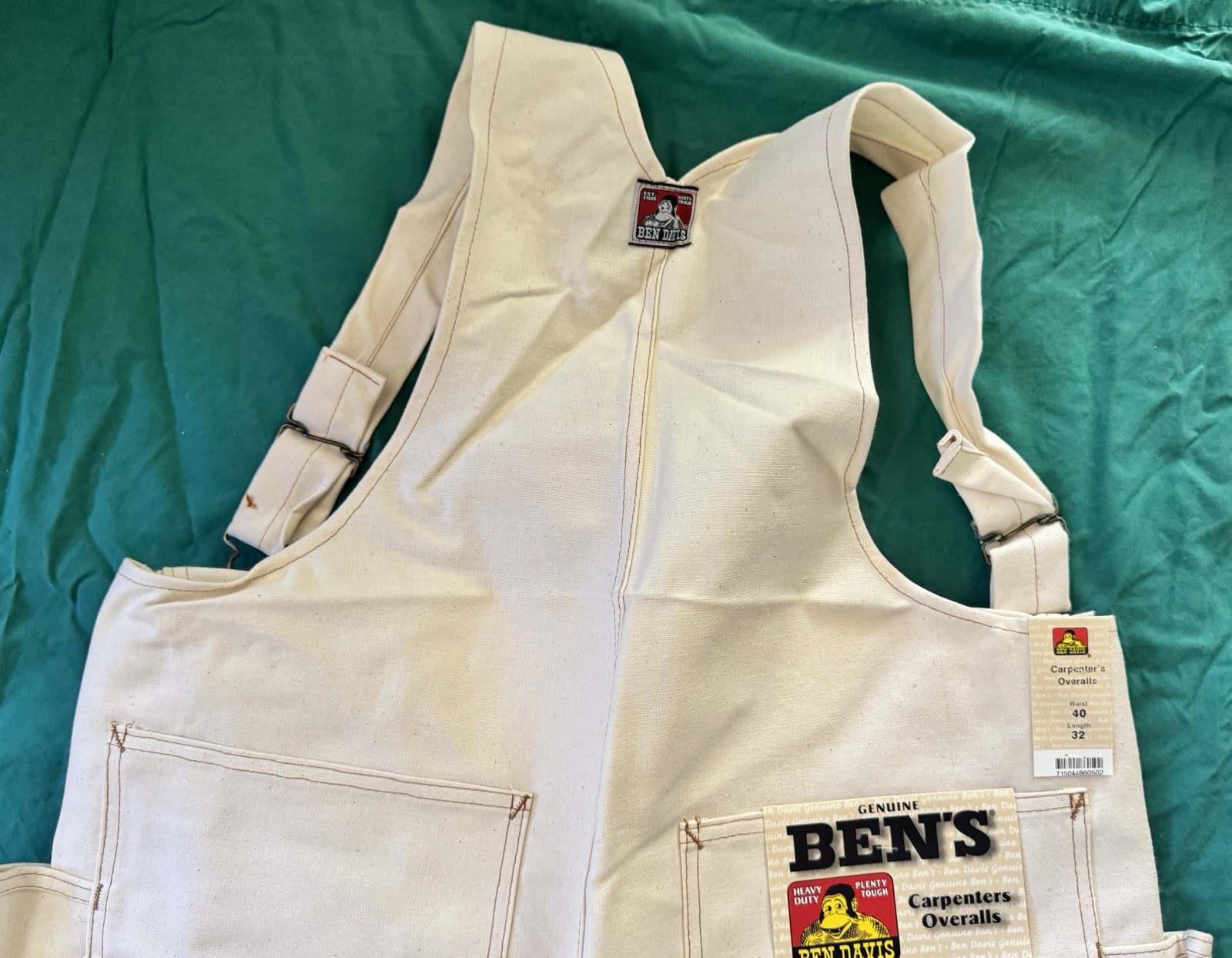 Vintage Ben Davis Overalls Mens Carpenter USA Natural Color 40×32 New Old Stock