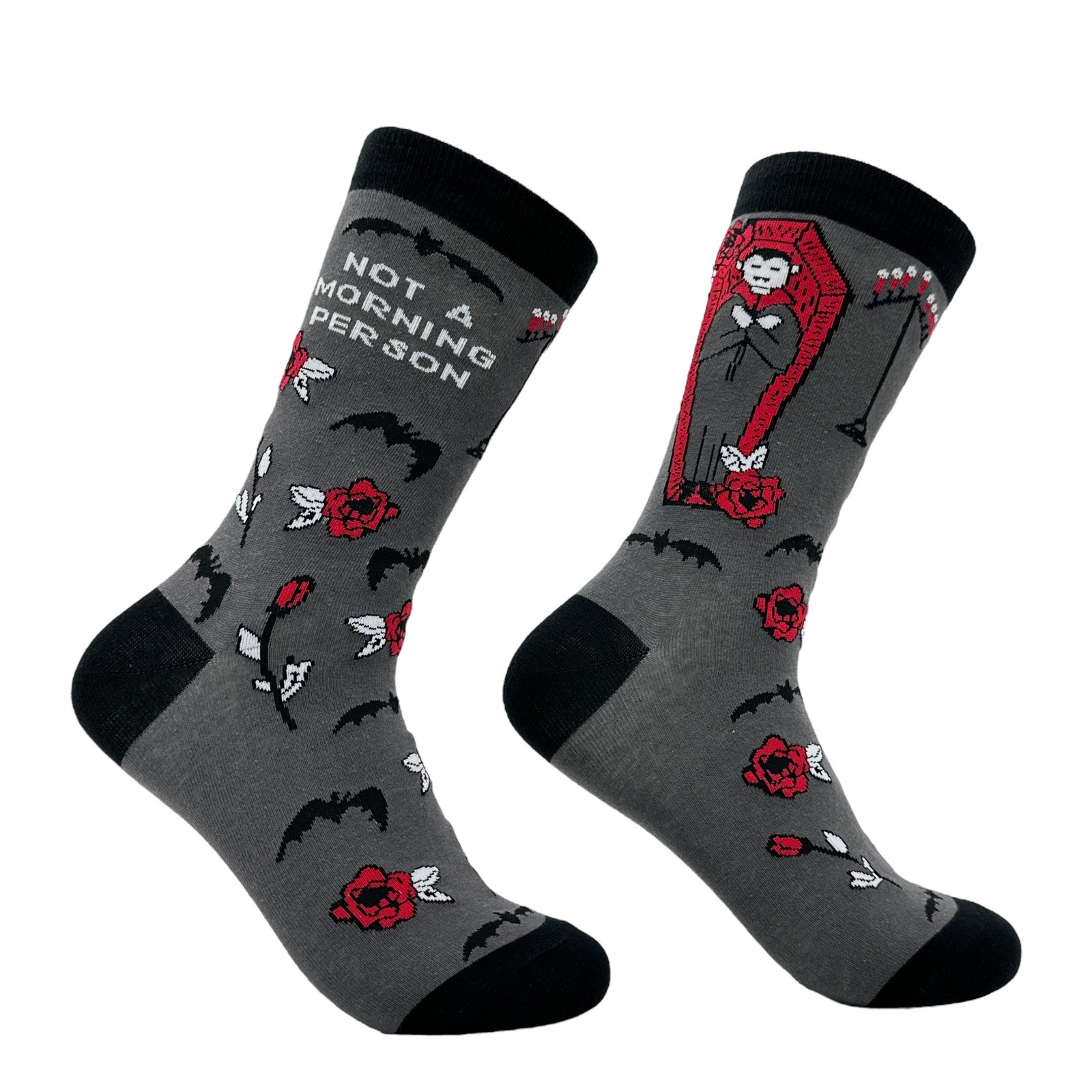 Women’s Not A Morning Person Socks Funny Sarcastic Vampire Graphic Footwear