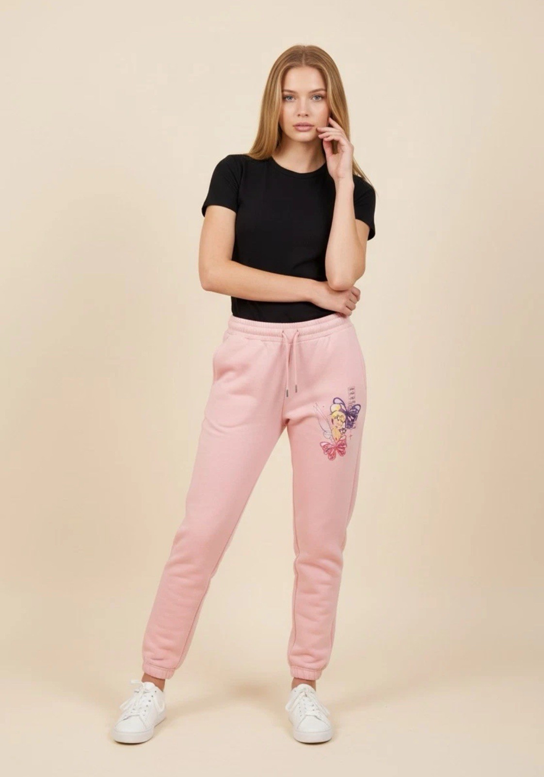 Disney Tinkerbell Women’s Salmon/Pink Color Jogger Sweatpants w/Pockets Size: M