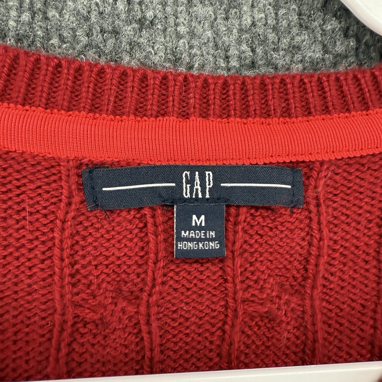GAP Sweater Womens M Red Angora Rabbit Hair Blend Cable Knit Academia Preppy