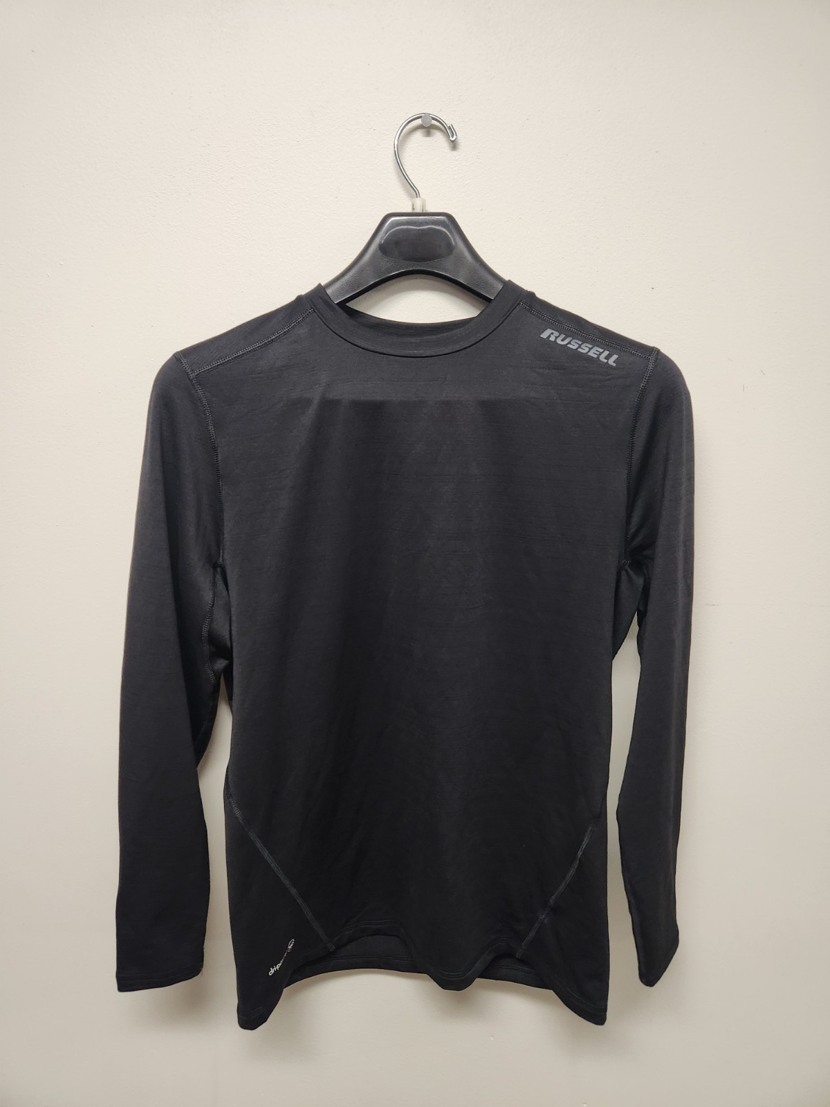 Men Dri-Power 360 Large Long Sleeve Black Shirt Russell Built-In Odor Protection