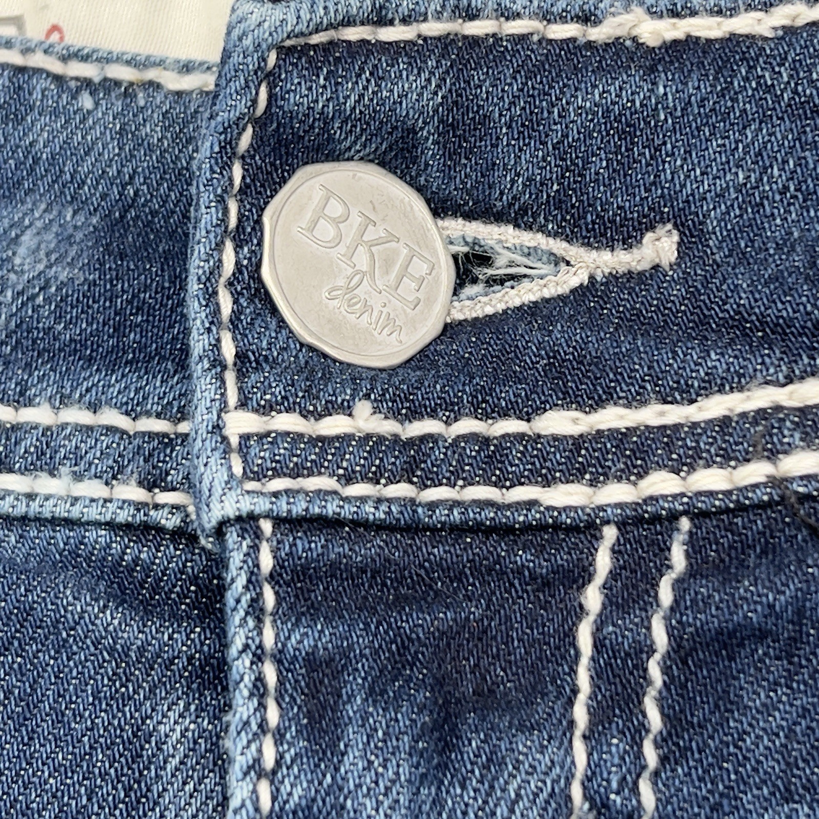 BKE Denim Payton Jeans Womens 31R Bootcut Stretch Medium Wash Distressed