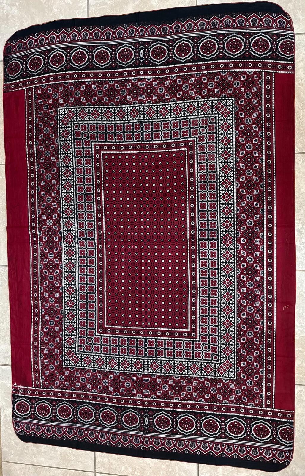 Sindhi Ajrak Traditional Pakistan & Rajasthan India US Seller Multicolor 42″X78″