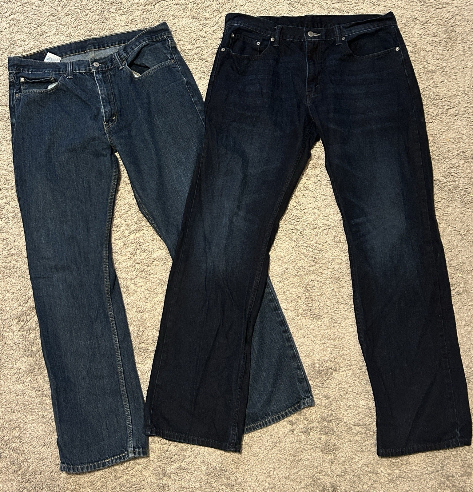 Lot Of 2 Pairs Levi’s 559 Relaxed Men’s 36×34 Jeans Dark Blue, Good Condition